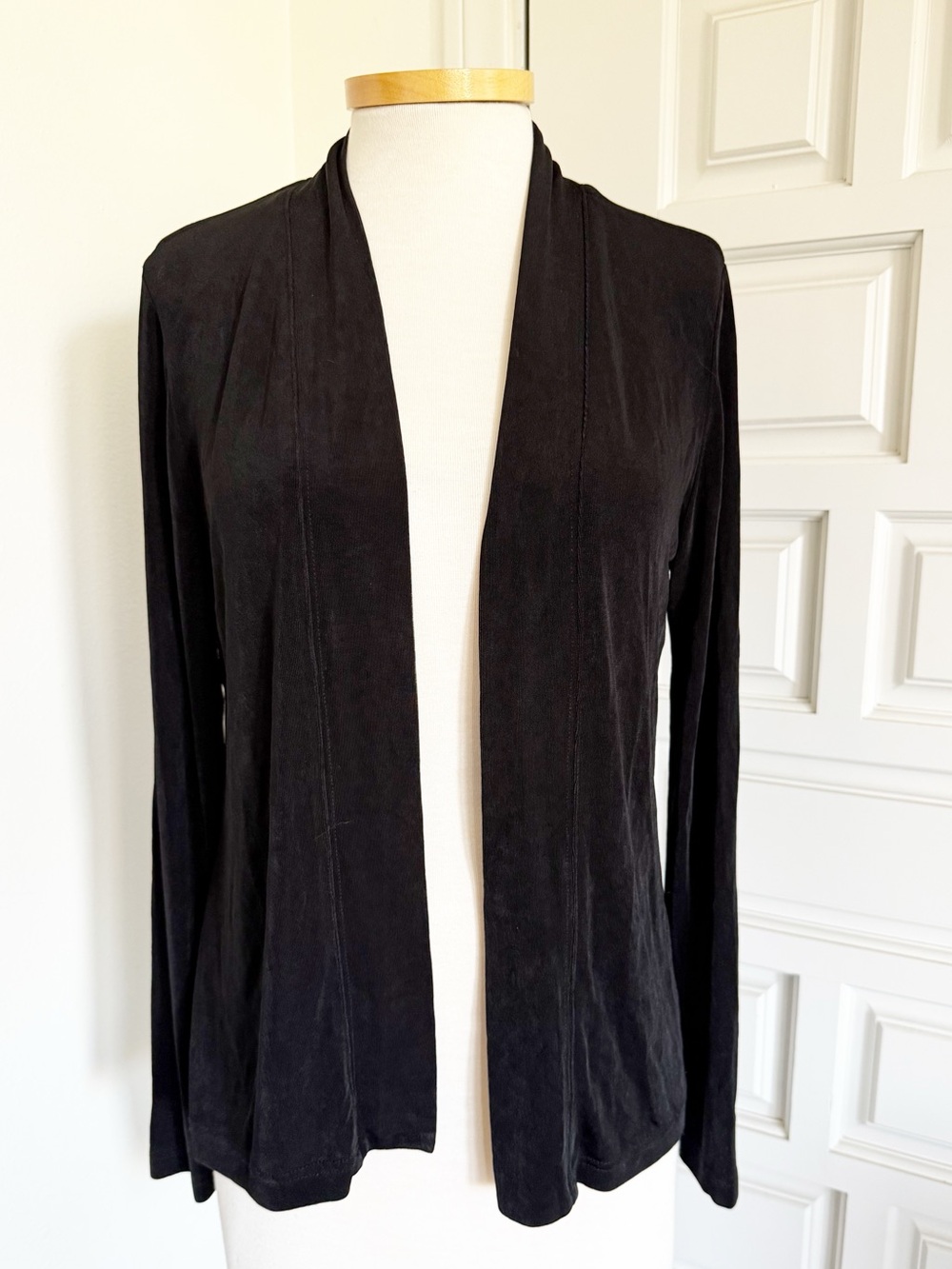 Laura Ashley Vintage Cardigan Black Open-Front Drapey Size Medium